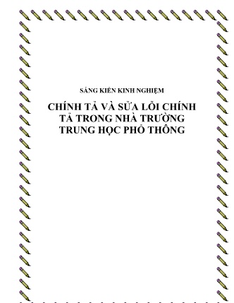 SKKN Chính tả và sửa lỗi chính tả trong nhà trường Trung học Phổ thông