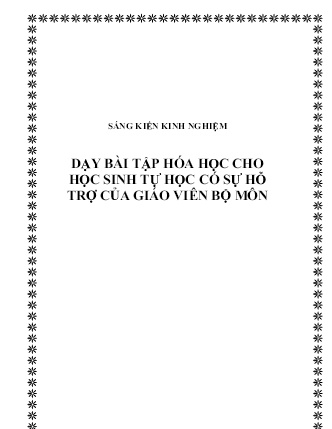 SKKN Dạy bài tập Hóa học cho học sinh tự học có sự hỗ trợ của giáo viên bộ môn