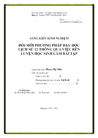SKKN Đổi mới phương pháp dạy học Lịch sử 12 thông qua việc rèn luyện học sinh làm bài tập