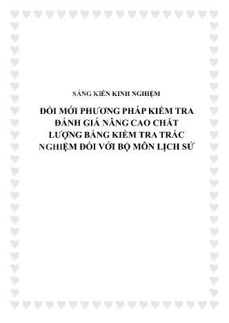 SKKN Đổi mới phương pháp kiểm tra đánh giá nâng cao chất lượng bằng kiểm tra trắc nghiệm đối với bộ môn Lịch sử