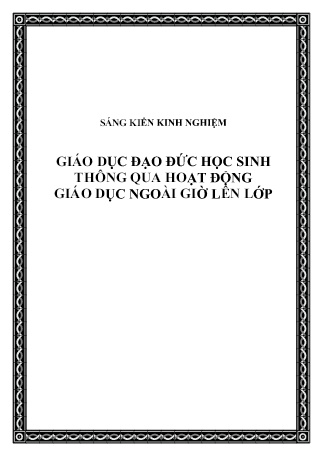 SKKN Giáo dục đạo đức học sinh thông qua hoạt động giáo dục ngoài giờ lên lớp
