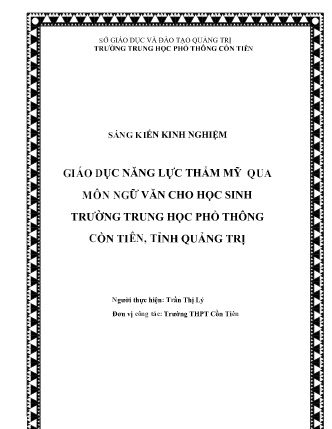 SKKN Giáo dục năng lực thẩm mỹ qua môn Ngữ Văn cho học sinh Trường Trung học Phổ thông Cồn Tiên, tỉnh Quảng Trị