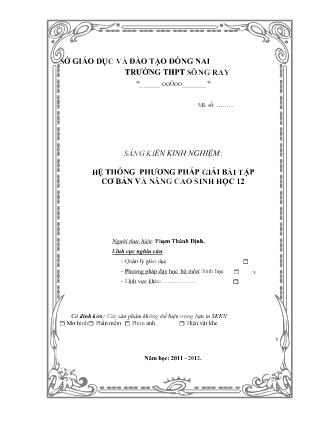 SKKN Hệ thống phương pháp giải bài tập cơ bản và nâng cao Sinh học 12