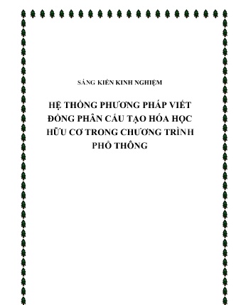 SKKN Hệ thống phương pháp viết đồng phân cấu tạo hóa học hữu cơ trong chương trình phổ thông