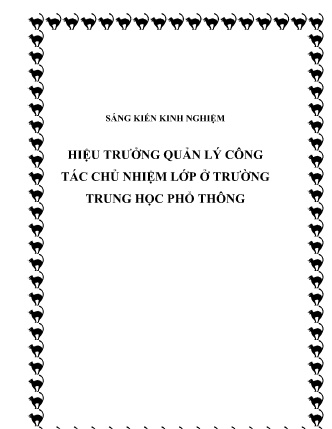SKKN Hiệu trưởng quản lý công tác chủ nhiệm lớp ở Trường Trung học Phổ thông