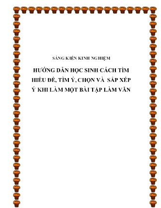 SKKN Hướng dẫn học sinh cách tìm hiểu đề, tìm ý, chọn và sắp xếp ý khi làm một bài Tập Làm Văn