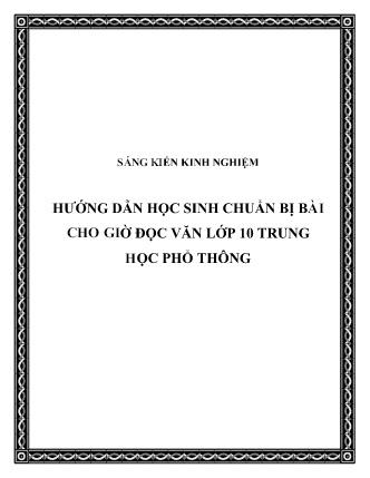 SKKN Hướng dẫn học sinh chuẩn bị bài cho giờ đọc văn Lớp 10 Trung học Phổ thông