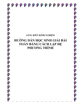 SKKN Hướng dẫn học sinh giải bài toán bằng cách lập hệ phương trình