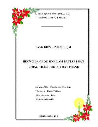 SKKN Hướng dẫn học sinh làm bài tập phần đường thẳng trong mặt phẳng