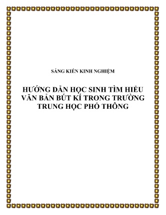 SKKN Hướng dẫn học sinh tìm hiểu Văn bản Bút Kí trong Trường Trung học Phổ thông