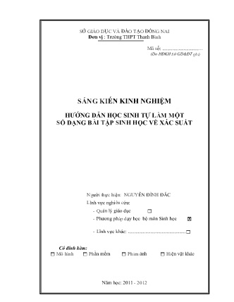 SKKN Hướng dẫn học sinh tự làm một số dạng bài tập sinh học về xác suất
