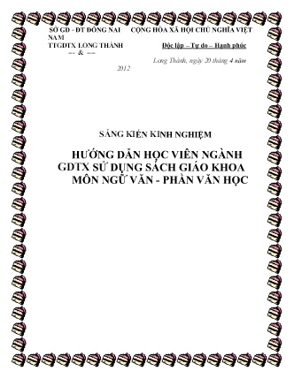 SKKN Hướng dẫn học viên ngành GDTX sử dụng sách giáo khoa môn Ngữ Văn - Phần Văn học