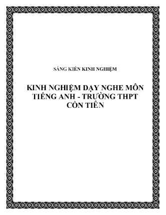 SKKN Kinh nghiệm dạy nghe môn Tiếng Anh - Trường THPT Cồn Tiên