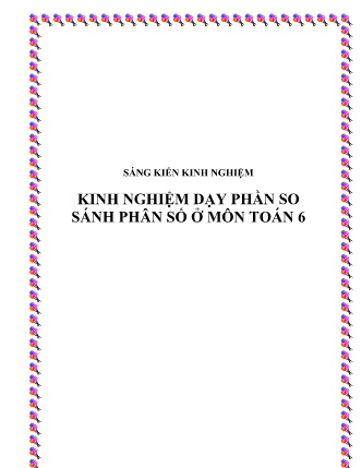 SKKN Kinh nghiệm dạy phần so sánh phân số ở môn Toán 6