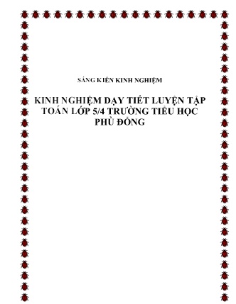 SKKN Kinh nghiệm dạy tiết luyện tập toán Lớp 5/4 Trường Tiểu học Phù Đổng