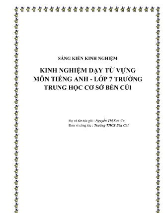 SKKN Kinh nghiệm dạy từ vựng môn Tiếng Anh Lớp 7 Trường Trung học cơ sở Bến Củi