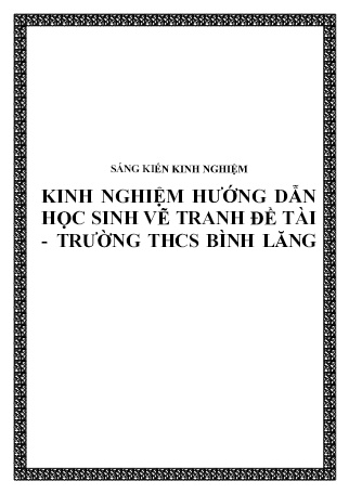 SKKN Kinh nghiệm hướng dẫn học sinh vẽ tranh đề tài - Trường THCS Bình Lăng