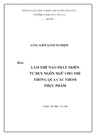 SKKN Làm thế nào phát triển tư duy ngôn ngữ cho trẻ thông qua các nhóm thực phẩm