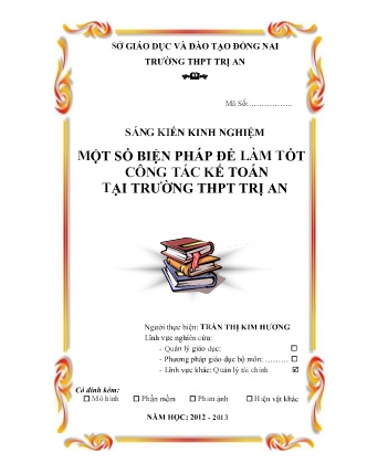 SKKN Một số biện pháp để làm tốt công tác kế toán tại Trường THPT Trị An