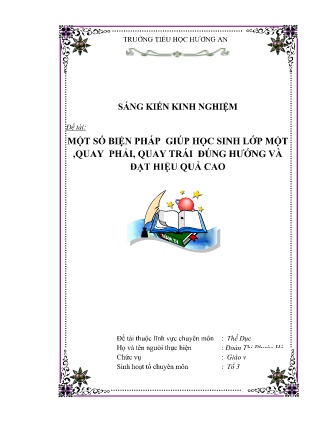 SKKN Một số biện pháp giúp học sinh Lớp Một, quay phải, quay trái đúng hướng và đạt hiệu quả cao
