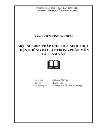 SKKN Một số biện pháp giúp học sinh thực hiện những bài tập trong Phân môn Tập Làm Văn SKKN Một số biện pháp giúp học sinh thực hiện những bài tập trong Phân môn Tập Làm Văn