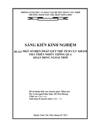 SKKN Một số biện pháp giúp trẻ tích cực khám phá thiên nhiên thông qua hoạt động ngoài trời