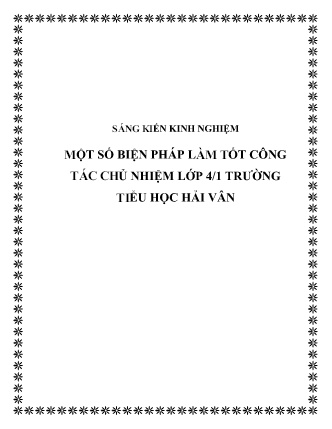 SKKN Một số biện pháp làm tốt công tác chủ nhiệm Lớp 4/1 Trường Tiểu học Hải Vân