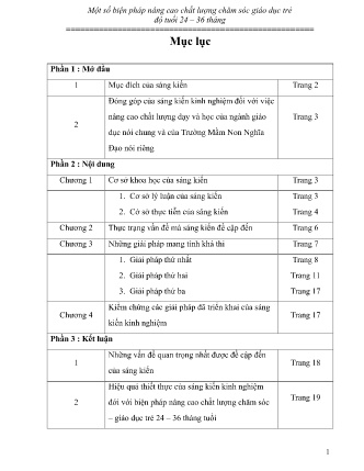 SKKN Một số biện pháp nâng cao chất lượng chăm sóc giáo dục trẻ độ tuổi 24 – 36 tháng SKKN Một số biện pháp nâng cao chất lượng chăm sóc giáo dục trẻ độ tuổi 24 – 36 tháng
