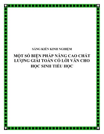 SKKN Một số biện pháp nâng cao chất lượng giải toán có lời văn cho học sinh Tiểu học