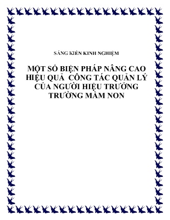 SKKN Một số biện pháp nâng cao hiệu quả công tác quản lý của người hiệu trưởng Trường Mầm non