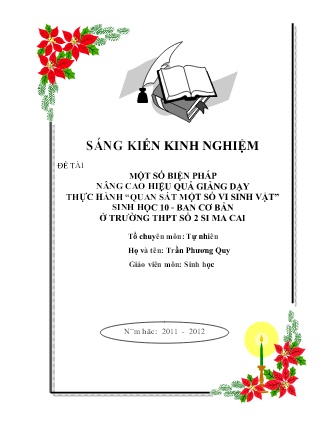 SKKN Một số biện pháp nâng cao hiệu quả giảng dạy thực hành “Quan sát một số vi sinh vật” Sinh học 10 - Ban cơ bản ở Trường THPT số 2 Si Ma Cai SKKN Một số biện pháp nâng cao hiệu quả giảng dạy thực hành “Quan sát một số vi sinh vật” Sinh học 10 - Ban cơ bản ở Trường THPT số 2 Si Ma Cai
