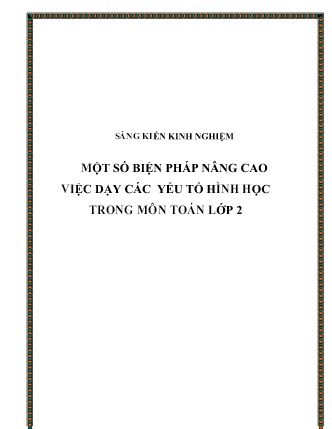 SKKN Một số biện pháp nâng cao việc dạy các yếu tố hình học trong môn Toán Lớp 2