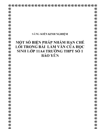 SKKN Một số biện pháp nhằm hạn chế lỗi trong bài làm văn của học sinh Lớp 11A4 Trường THPT số 1 Bảo Yên