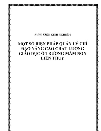 SKKN Một số biện pháp quản lý chỉ đạo nâng cao chất lượng giáo dục ở Trường Mầm non Liên Thủy SKKN Một số biện pháp quản lý chỉ đạo nâng cao chất lượng giáo dục ở Trường Mầm non Liên Thủy
