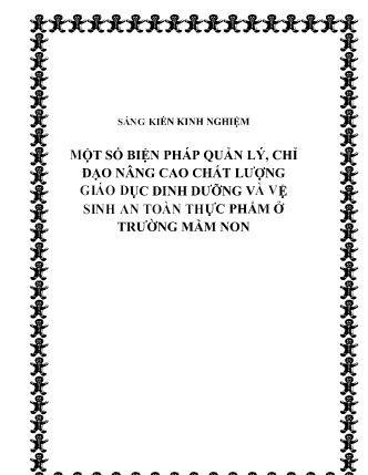 SKKN Một số biện pháp quản lý, chỉ đạo nâng cao chất lượng giáo dục dinh dưỡng và vệ sinh an toàn thực phẩm ở Trường Mầm non SKKN Một số biện pháp quản lý, chỉ đạo nâng cao chất lượng giáo dục dinh dưỡng và vệ sinh an toàn thực phẩm ở Trường Mầm non