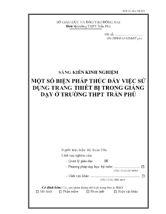 SKKN Một số biện pháp thúc đẩy việc sử dụng trang thiết bị trong giảng dạy ở Trường THPT Trần Phú