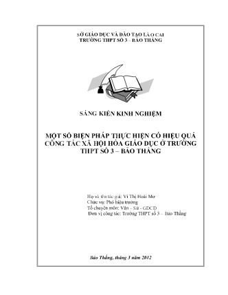 SKKN Một số biện pháp thực hiện có hiệu quả công tác xã hội hóa giáo dục ở Trường THPT số 3 Bảo Thắng