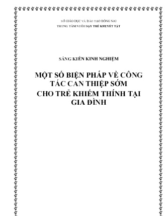 SKKN Một số biện pháp về công tác can thiệp sớm cho trẻ khiếm thính tại gia đình