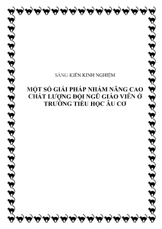 SKKN Một số giải pháp nhằm nâng cao chất lượng đội ngũ giáo viên ở Trường Tiểu học Âu Cơ