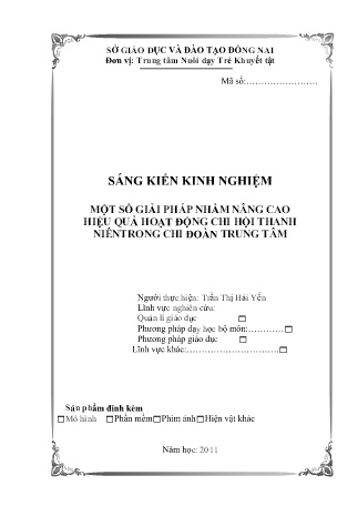 SKKN Một số giải pháp nhằm nâng cao hiệu quả hoạt động chi hội thanh niên trong chi đoàn trung tâm
