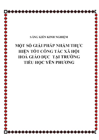 SKKN Một số giải pháp nhằm thực hiện tốt công tác xã hội hoá giáo dục tại Trường Tiểu học Yên Phương