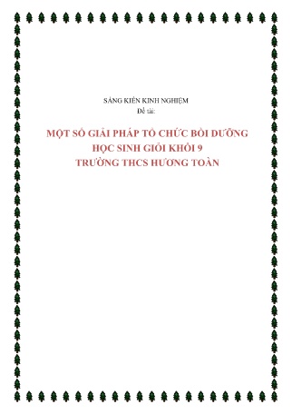 SKKN Một số giải pháp tổ chức bồi dưỡng học sinh giỏi Khối 9 Trường THCS Hương Toàn