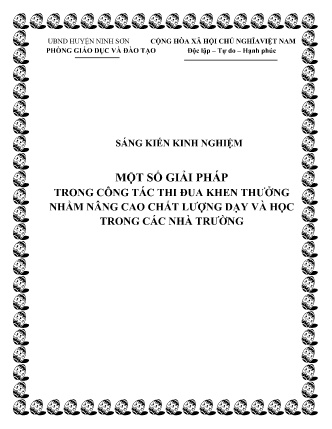 SKKN Một số giải pháp trong công tác thi đua khen thưởng nhằm nâng cao chất lượng dạy và học trong các nhà trường
