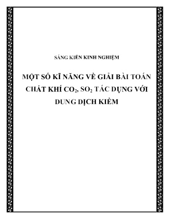 SKKN Một số kĩ năng về giải bài toán chất khí CO₂, SO₂ tác dụng với dung dịch kiềm