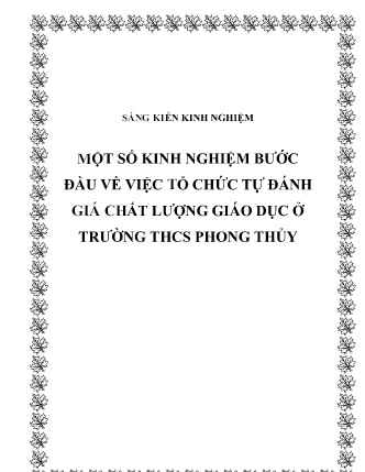 SKKN Một số kinh nghiệm bước đầu về việc tổ chức tự đánh giá chất lượng giáo dục ở Trường THCS Phong Thủy