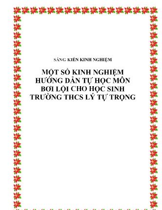SKKN Một số kinh nghiệm hướng dẫn tự học môn Bơi lội cho học sinh Trường THCS Lý Tự Trọng
