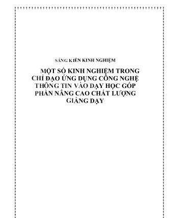 SKKN Một số kinh nghiệm trong chỉ đạo ứng dụng công nghệ thông tin vào dạy học góp phần nâng cao chất lượng giảng dạy