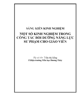 SKKN Một số kinh nghiệm trong công tác bồi dưỡng năng lực sư phạm cho giáo viên