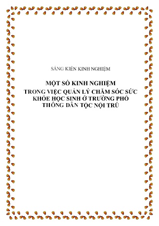 SKKN Một số kinh nghiệm trong việc quản lý chăm sóc sức khỏe học sinh ở Trường Phổ thông Dân tộc Nội trú