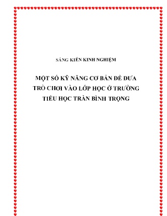 SKKN Một số kỹ năng cơ bản để đưa trò chơi vào Lớp học ở Trường Tiểu học Trần Bình Trọng